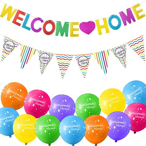 26 Pieces Welcome Home Balloons and Banners Set Includes 24 Pieces ...