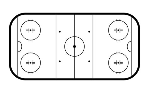 Ice hockey rink, top view. Hockey field outline isolated on white background. Vector ...