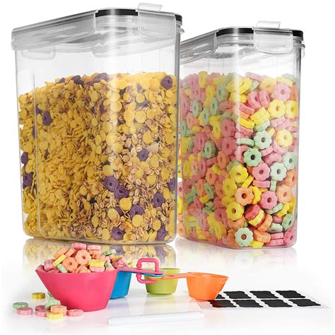 Buy Tiawudi 2 Pk Airtight Cereal Containers Storage Set 135.2oz/4L Each,Food Storage Containers ...