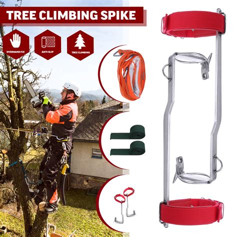 Tree Climbing Spike Set Safety Belt with Gear Adjustable Lanyard ...