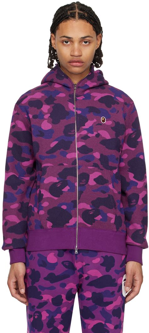 BAPE: Purple Color Camo Hoodie | SSENSE