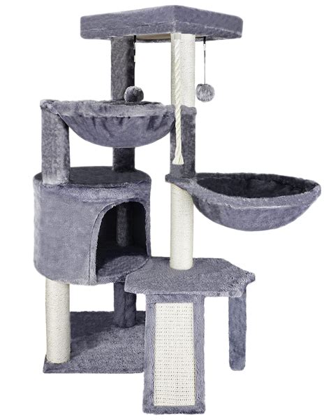 Xin Three Layer Cat Tree with Cat Condo and Two Hammocks,Grey for sale ...