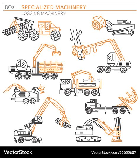 Special industrial logging machine linear icon Vector Image