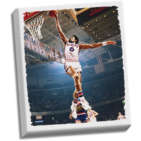 Shop Julius Erving Dr J Dunk Stretched 22x26 Canvas Uns - Free Shipping ...