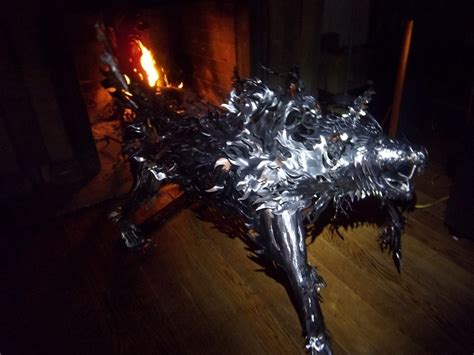 Giant Handmade Metal Wolf Sculpture