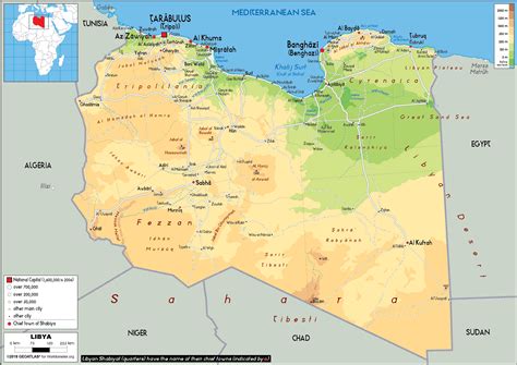 Libya Map (Physical) - Worldometer