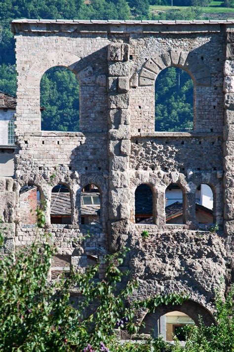 Aosta, the Aosta Valley, Italy, Europe, Ruins, Old, Roman Amphitheater ...