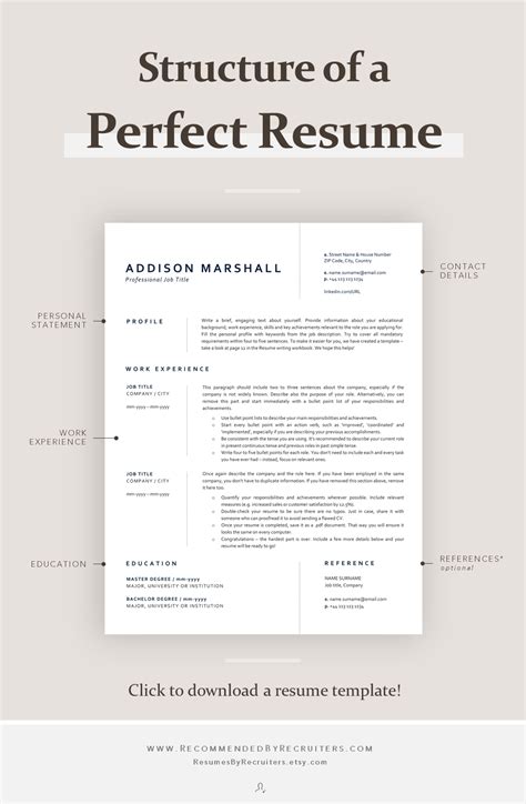 Minimalist CV Resume Template Instant Download One-page and - Etsy | Professional resume ...