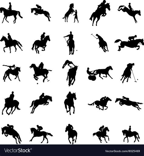 Polo players silhouette set icons simple style Vector Image