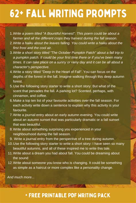 62+ Fall Writing Prompts (Free Printable PDF) | Imagine Forest