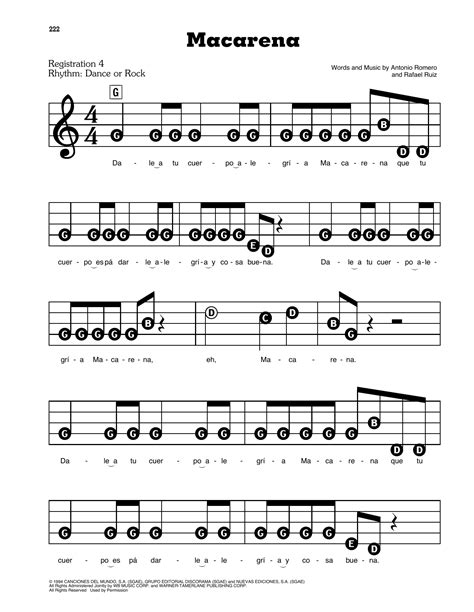 Los Del Rio "Macarena" Sheet Music Notes | Download Printable PDF Score 109499