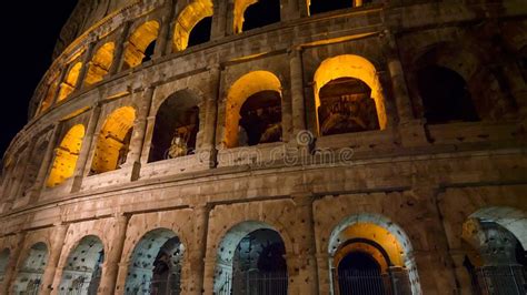 Roman Colosseum at Night in Rome, Italy Stock Image - Image of ...