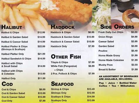 Menu at Mary’s Fish and Chips restaurant, Markham, Hwy 7