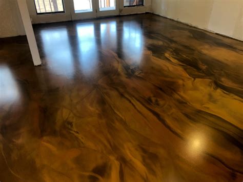 Metallic Marble Epoxy Floor - Gold, Brown, and Copper - Glossy Floors Polished Concrete and ...