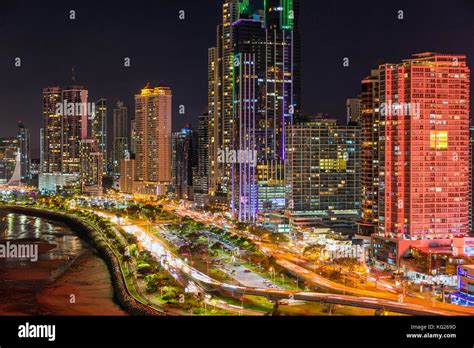 City skyline at night, Panama City, Panama, Central America Stock Photo - Alamy