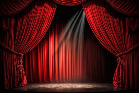 Magic theater stage red curtains Show Spotlight. Illustration AI Generative 21995651 Stock Photo ...