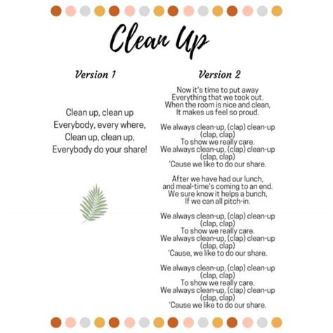 Clean Up Song Printable Lyrics, Origins, and Video