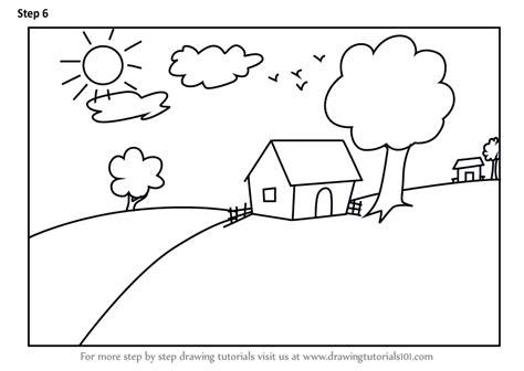 Learn How to Draw a House Scenery for Kids (Scenes) Step by Step ...