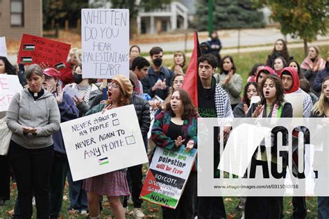 Protest against Israeli ground operations in Bloomington, US - 28 Oct 2023 Hundreds of protesters