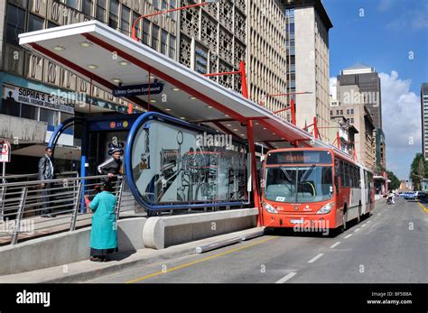 Modern city bus system, Rea Vaya, Bus Rapid Transit system, BRT Stock Photo, Royalty Free Image ...