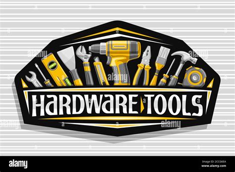 Vector logo for Hardware Tools, black decorative signboard with ...