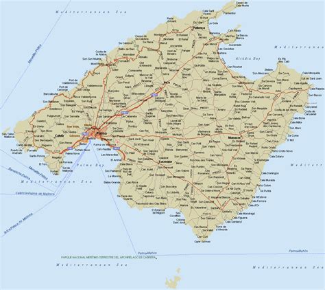 Map of Mallorca Island