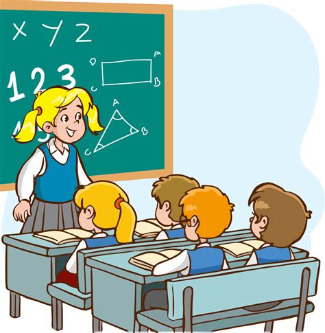 teacher and students are studying in the classroom cartoon vector 20088534 Vector Art at Vecteezy