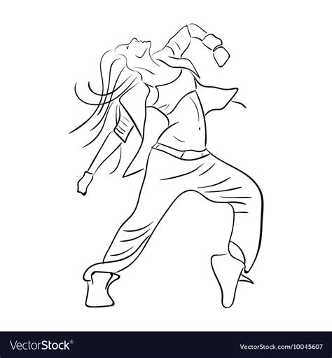 Hip-hop dancer contour sketch Royalty Free Vector Image