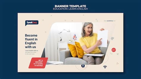 Free PSD | Learn english banner template