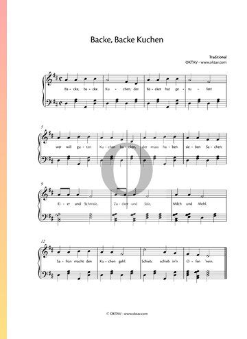 Backe, Backe Kuchen (Anonymous) Piano Sheet Music - OKTAV