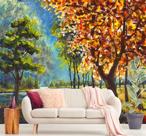 A painting of trees and a river - Magic Decor