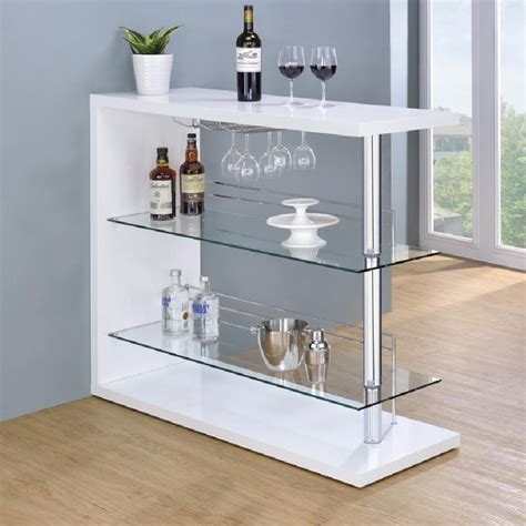 Rectangular 2-shelf Bar Unit Glossy White