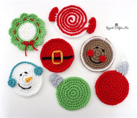 Crochet Christmas Coasters - Repeat Crafter Me