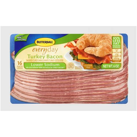 Butterball Low Sodium Turkey Bacon, 6 Oz. - Walmart.com - Walmart.com