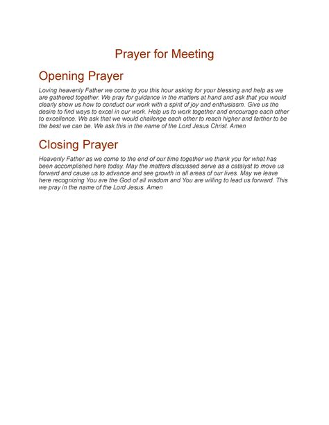 Prayers for Meeting - The Quick Brown fox Jumps over the head of the ...