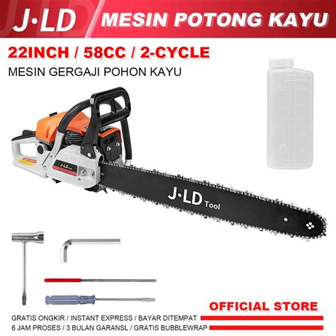 Jual JLD Mesin Potong Kayu 58CC Mesin sinso senso Chainsaw 2Tak 22inch ...