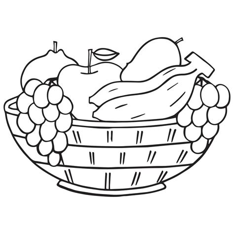 cesta de frutas para colorear página para niños, ilustración vectorial eps e imagen 11880843 ...