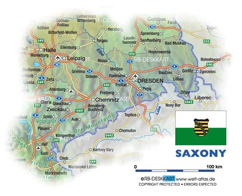 Map of Saxony (State / Section in Germany) | Welt-Atlas.de