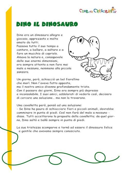 Dino il dinosauro: storia per bambini breve, da stampare gratis | Italian language learning ...