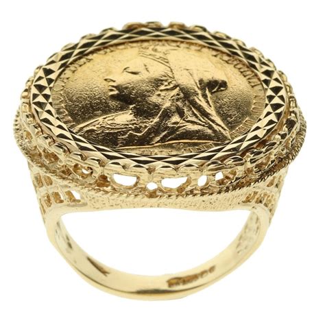 Gold 1893 Queen Victoria Full Sovereign Ring – Size O - 13.5g | Miltons Diamonds