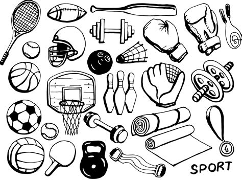 Sports equipment. Vector clipart 23018895 Vector Art at Vecteezy