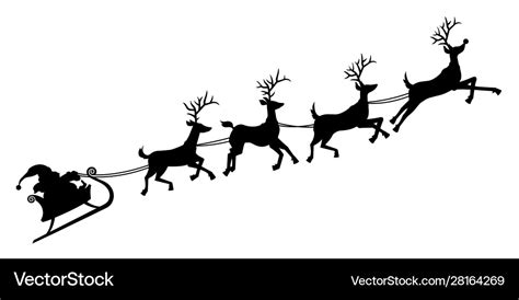 Santas sleigh silhouette Royalty Free Vector Image