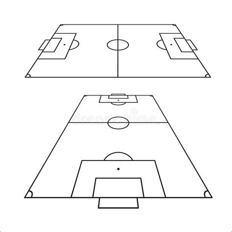 Sketch of Soccer Fields Set. Football Field Design Element. Soccer ...