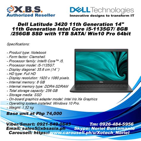 Dell Latitude 3420 11th Generation 14" 1th Generation Intel Core i5-1135G7, Computers & Tech ...