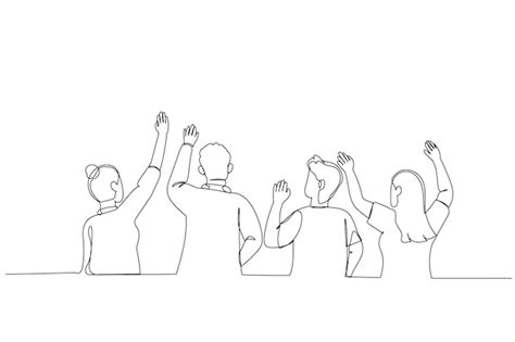 Premium Vector | Illustration of group of people looking up and pointing with fingers Single ...