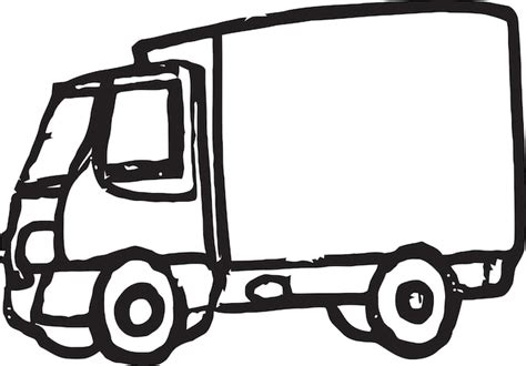 Premium Vector | Black and white drawing of a truck.