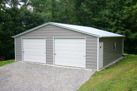 Amazing Traditional Style Double Door White Gray Prefab Garages Made Form Best Material With Two ...