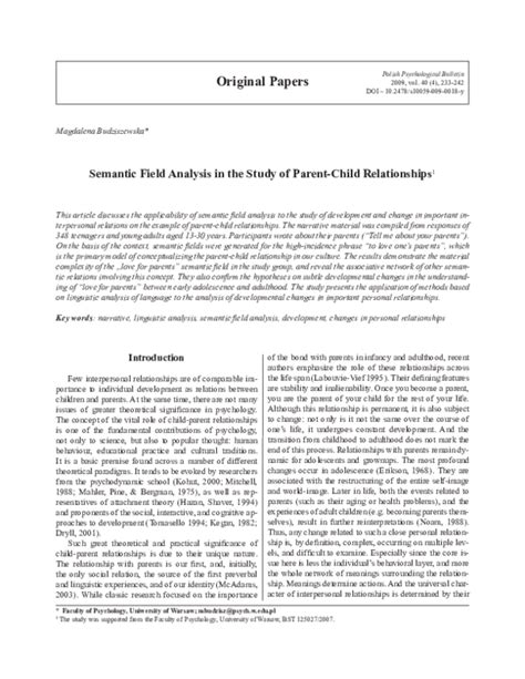 (PDF) Semantic Field Analysis in the Study of Parent-Child Relationships | Magdalena ...