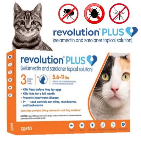 Cat Revolution Plus Anti Tick Flea Preventive Treatment Ear Mites ...