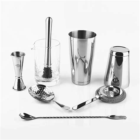 Premium Bar Tool Set 8 Pieces Bartender Kit : Boston Shaker, Jigger ...